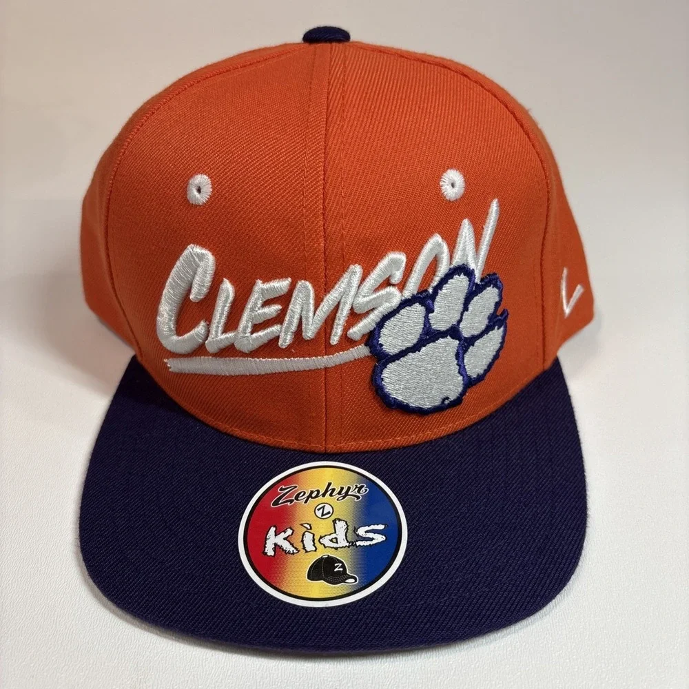 Zephyr Kids -Clemson Tigers Embroidered Snapback Flat-Billed Orange Hat Cap NWT